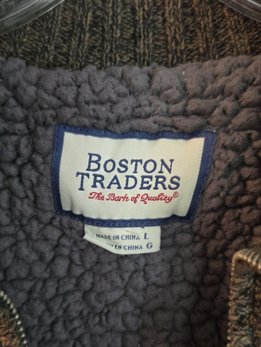 Boston Traders Sherpa Lined Men's Dark Brown Zip-Up Sweater Jacket - Picture 2 of 7